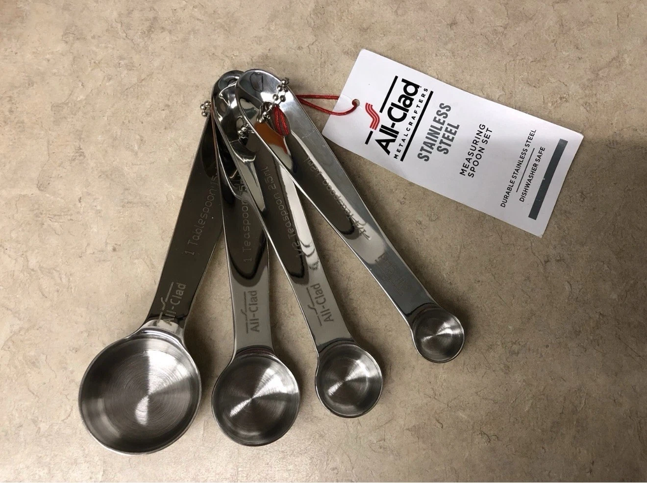 All-Clad Stainless Steel Measuring Spoons Set, 4 Nesting, Dishwasher Safe