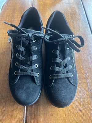 Rieker 59000 Eugenia Black Suede Sneaker Trainer | Wms US 8 EU 39 | Comfort Zip