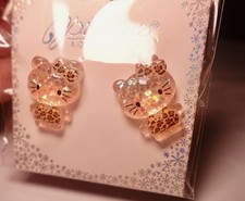 Hello Kitty Style Glitter Leopard Bow Stud Ea...