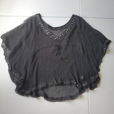 Y2K Express Kimono Blouse Women Medium Black ...