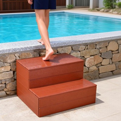 25'' Outdoor Hot Tub Steps 2 Stairs Non-Slip Spa Steps Home Stair load 600lb
