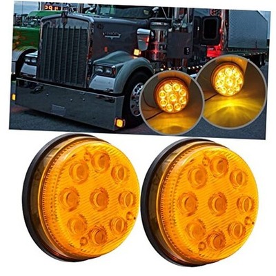 Biqing [High/Low Beam] 2PCS 3 Inch Round Marker Lights,24V Side Lights 9 Amber