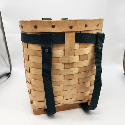 Beautiful Adirondack Trappers Pack Basket Woven Wood Splint Woodsman 11.5"