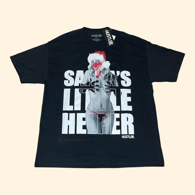 NEW Vintage Y2K Hustler Mens Santa Little Helper Bikini Girl Graphic T-Shirt (L)