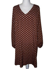 NWT Emery Rose Ladies Brown Polka Dot Casual Shift Dress Size XXL