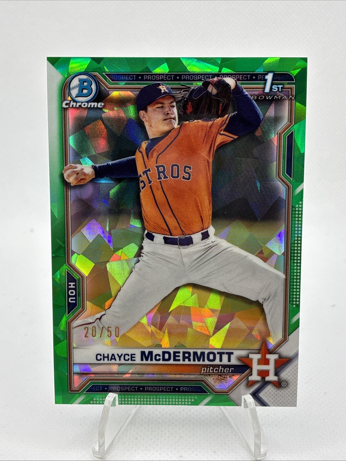 2021 Bowman Chrome Draft Sapphire Edition Chayce McDermott #BDC-13 Green /50