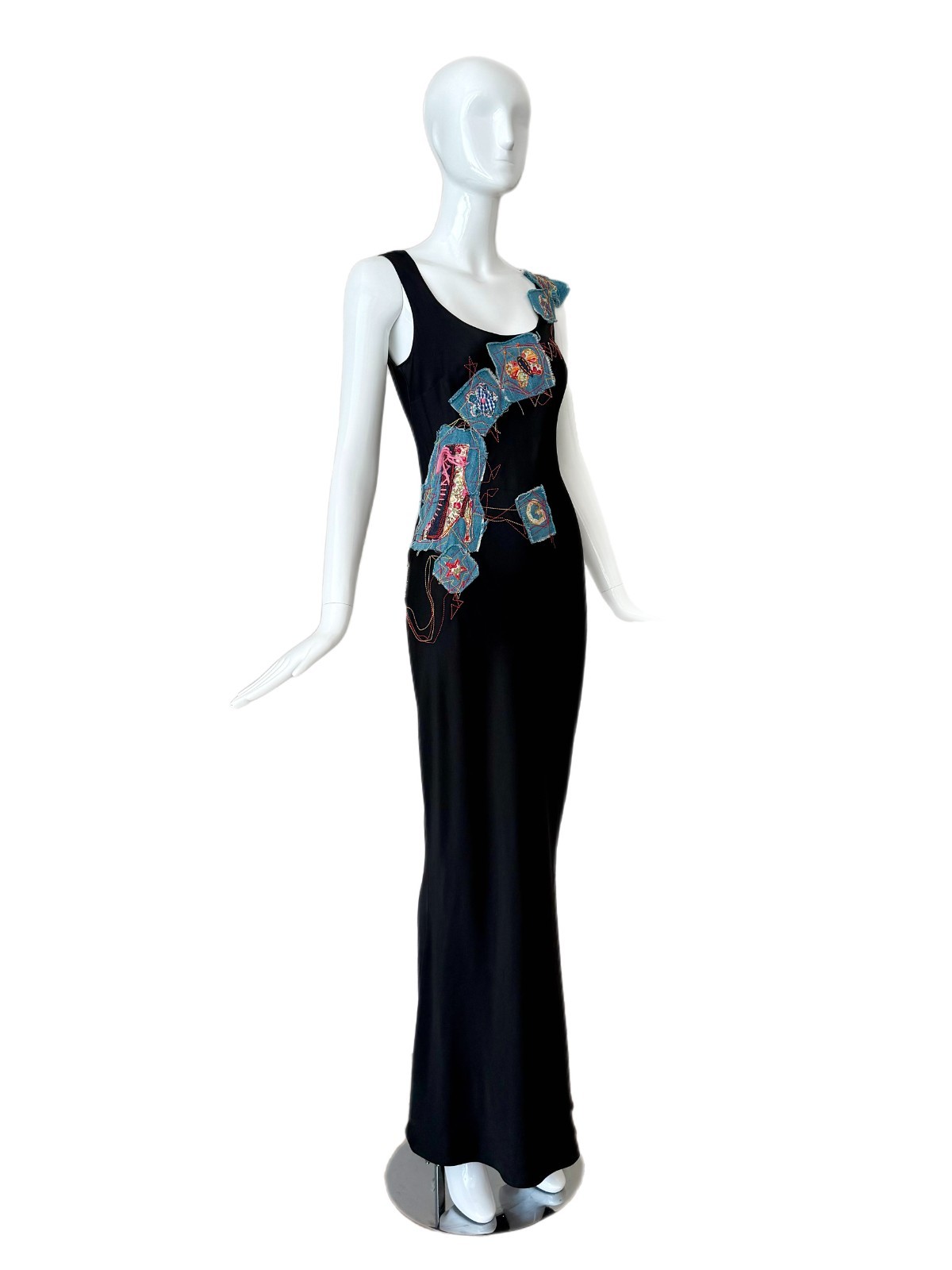 JOHN GALLIANO 2002 Vintage 3D Y2K Patchwork Embroidered Evening Gown Maxi Dress image 9