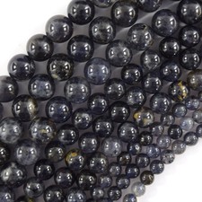 Natural Blue Iolite Round Beads Gemstone 15.5" Strand 6mm 8mm 10mm S2
