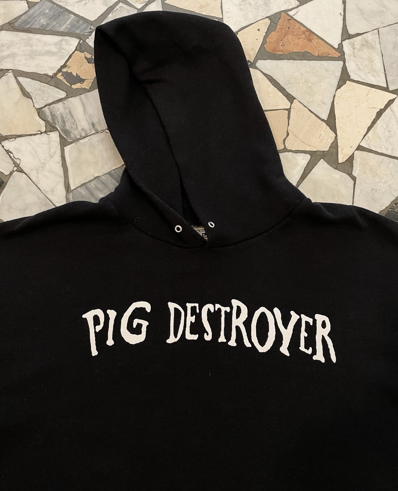 1999 Pig Destroyer Logo Hoodie Brutal Truth Rotten Sound Nasum