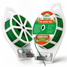 100-200M Garden Wire with Cutter Plant Ties Flexible Green Plastic Coated Twist