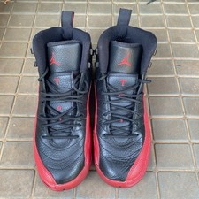 Air Jordan 12 2016 Leather Sneakers, Black/Varsity Red, Size 7Y