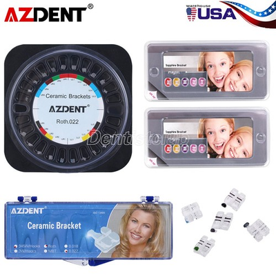 #ad #ad AZDENT Dental Orthodontic Clear Ceramic Brackets Braces Roth. 022 Hooks 3 4 5 $534.96