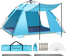 Automatic XL Beach Tent Blue UPF 50+ for 4-5 People Easy Setup