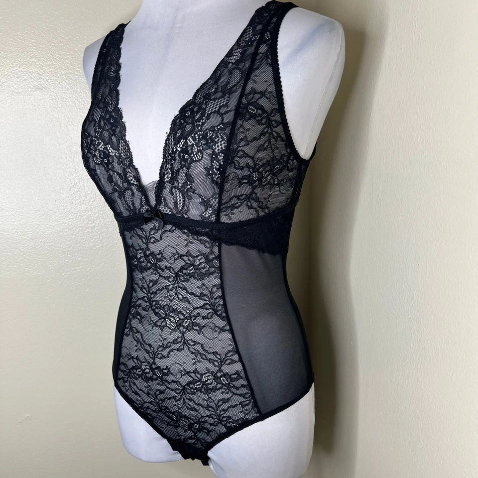 Gilligan & O'Malley Body Grande Encaje Lencería Sumergir Sexy Negro Transparente Nuevo Foto 4 de 4