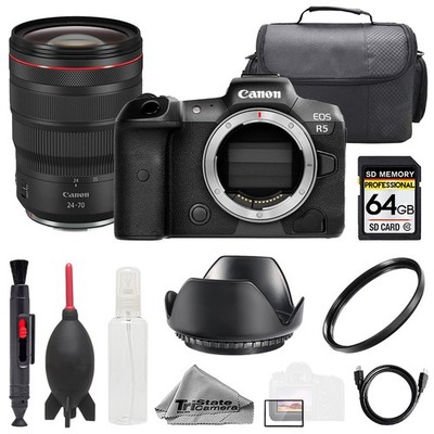 Canon EOS R5 + RF 24-70mm f/2.8L IS USM Lens +64GB + Bag+ UV Filter- Basic Kit