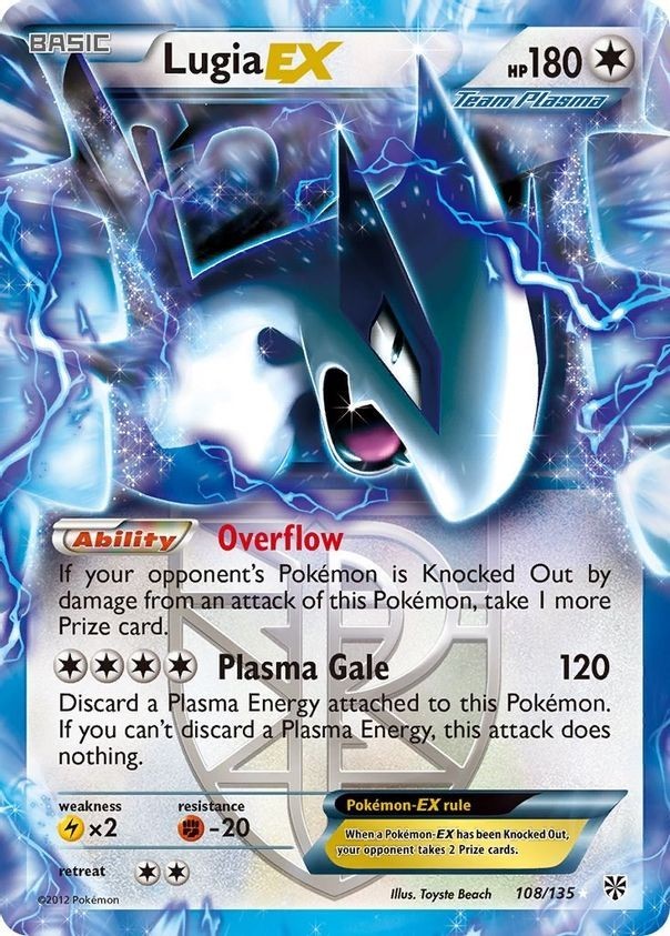 Lugia EX - 108/135 - Pokemon Plasma Storm Black & White Ultra Rare Card NM