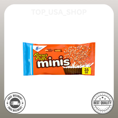 Reese's Puffs Minis Breakfast Cereal, Chocolate Peanut Butter Cereal, Family Siz