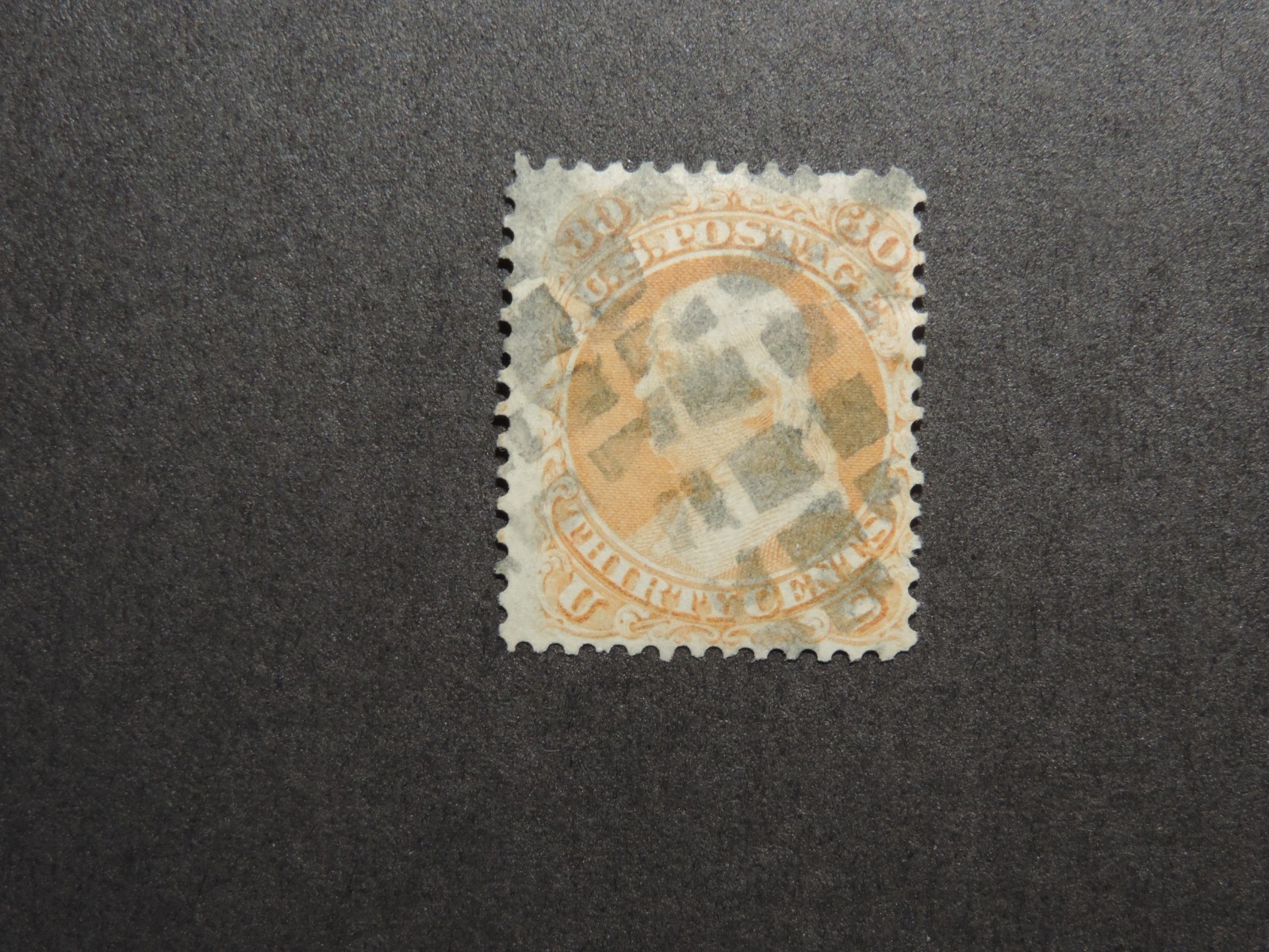 US Stamps  Scott no 71   1861 30c   Franklin Orange Perf 12   XF  NH
