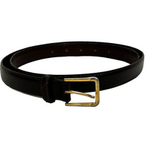 Christian Dior Brown Leather Belt Size 36 Brass Buckle Italian Aniline Cowhide