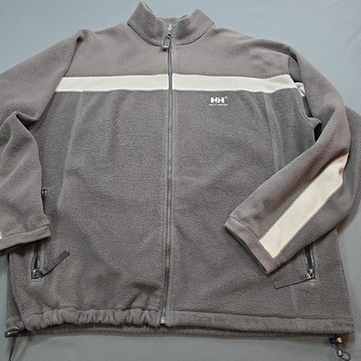 helly hansen jacket Full-Zip Fleece Striped Grey Men's Size L