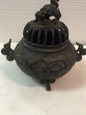 Antico bruciatore di incenso in bronzo epoca Meiji pezzo unico da collezione