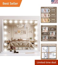 Vanity Mirror with Lights,Makeup Mirror with 17 Dimmable LED Bulbs, 3 Color L...