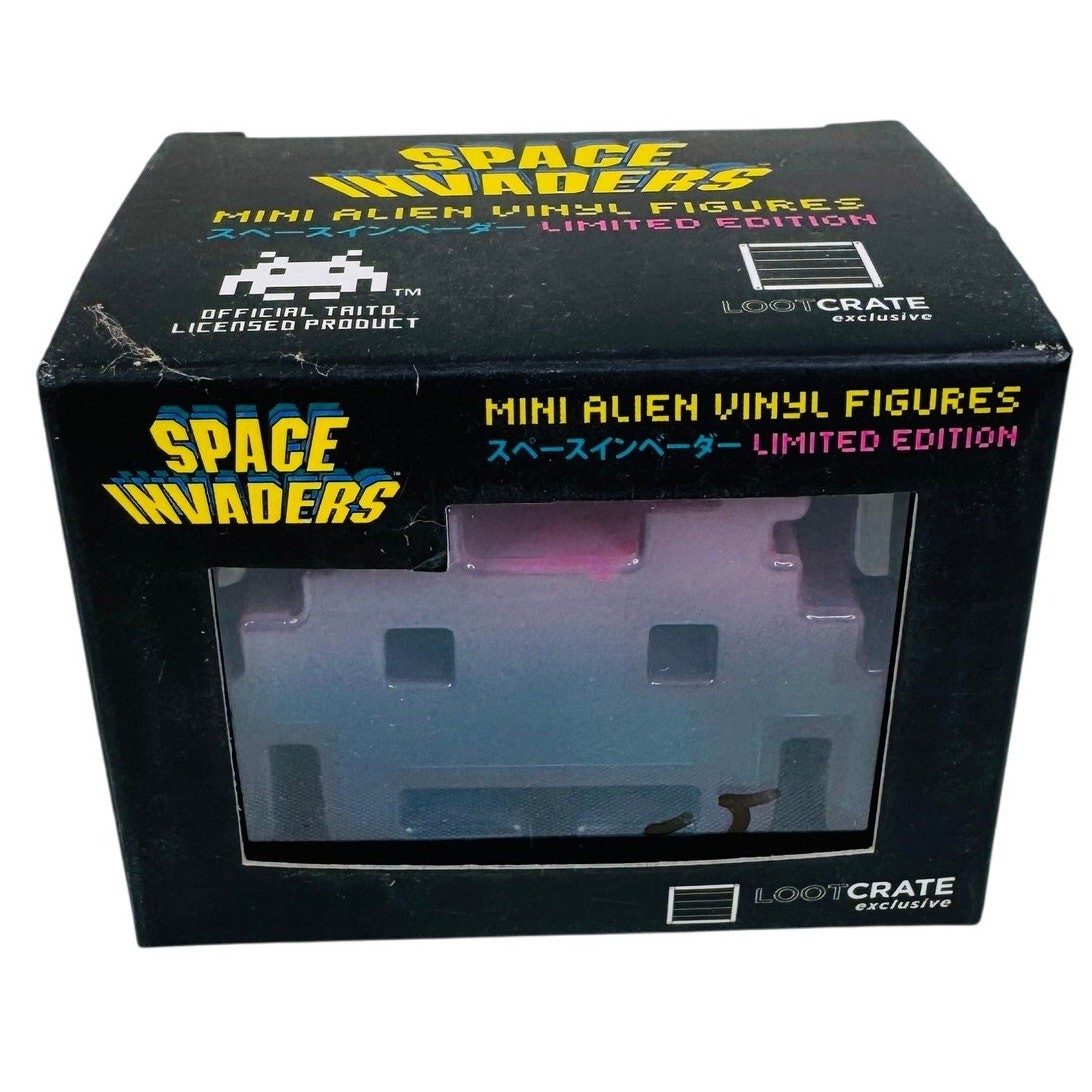 Mini figura de vinilo alienígena Loot Crate Space Invaders púrpura azul edición limitada