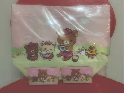EDIYA Rilakkuma Bag Set w/ 2 Paper Coffee Sleeves Korea Limited Cute Tote