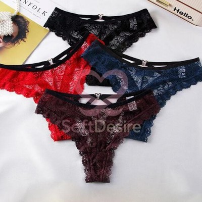 4 Pack Lot Sexy Womens Lace Panties Thongs G string Underwear Lingeries Briefs