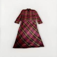 Pink Vintage Tweed Plaid Tartan Skirt/Blazer Set Sz 12 Women Preppy Old Money