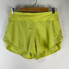 Lululemon Run Off Route High Rise Short 4” Lemon Vibe Women's Size 8 Mesh Swift