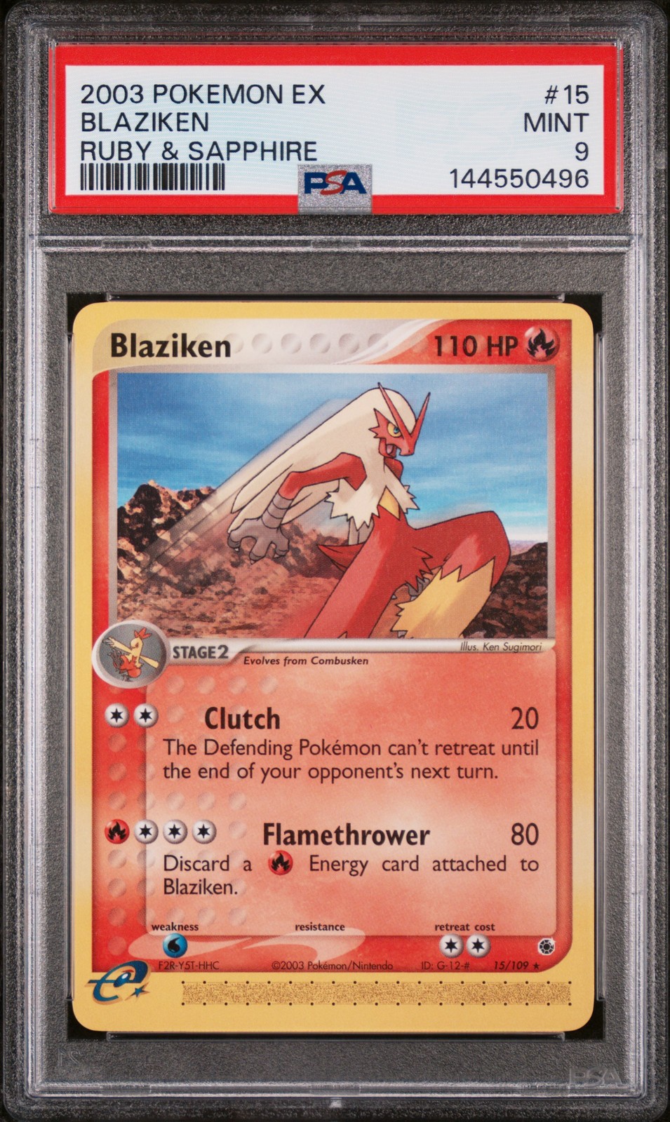 2003 POKEMON EX RUBY & SAPPHIRE #15 BLAZIKEN PSA 9