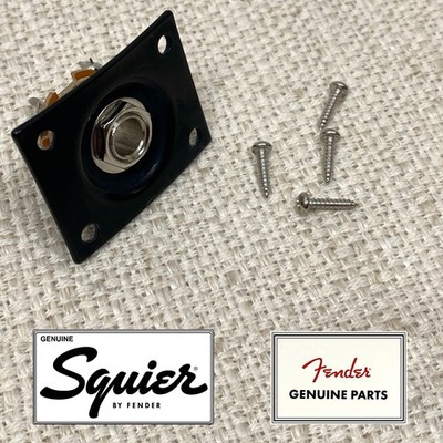 Original Fender Squier Tele BLACK STEEL JACK PLATE Telecaster Affinity w/SCREWS