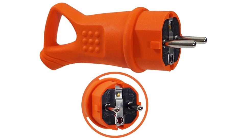 Wtyczka gumowa 16A 230V IP44 z uchwytem pomarańczowa - Bild 1 von 1