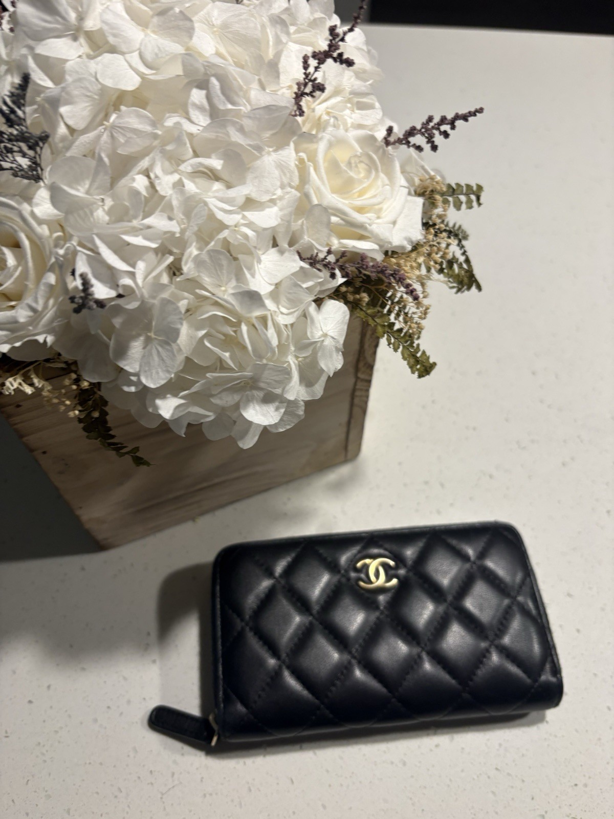 Authentic Chanel Lambskin Zip Around Wallet Black CC Gold Graffiti Interior Rare