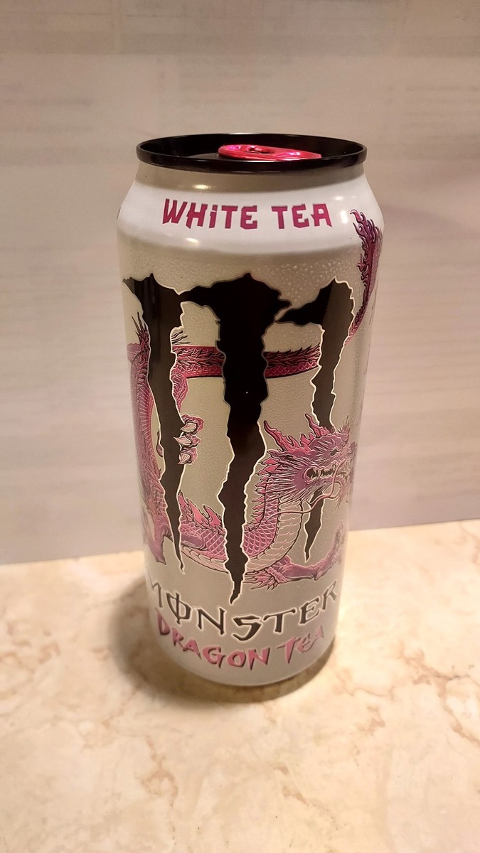 RARE! 2019 Monster Energy Drink Rehab DRAGON WHITE TEA WHITE TOP