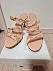 Manolo Blahnik Ribbon Strappy Slide Sandals Beige Leather Women's Size 39 US9