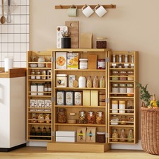 Produktbild - Rattan-Küchenschrank mit 2 Türen, 104 cm, Natur, Refurbished