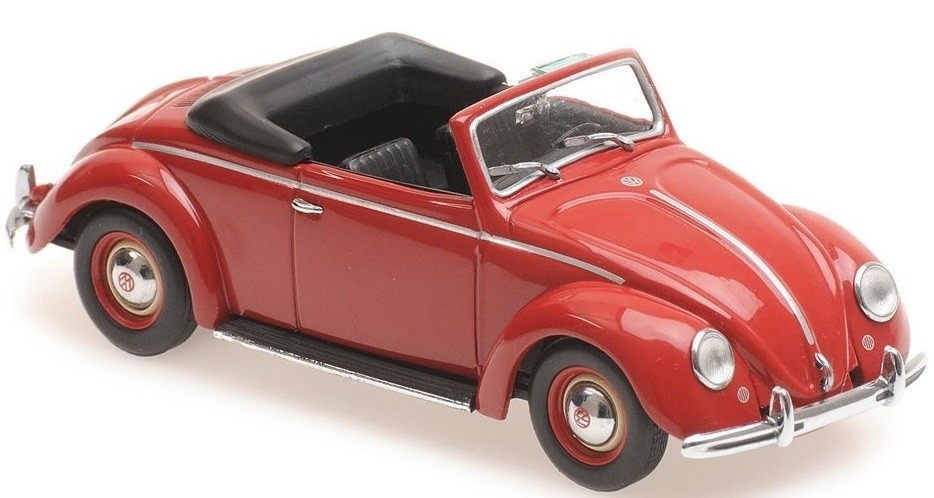Voiture Miniature VW Coccinelle Cabriolet Rouge 1950 Maxichamps 1/43