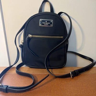 kate spade black nylon leather trim backpack Kate Spade NY Black Nylon Backpack W/Beige Leather Trim | eBay main image 3