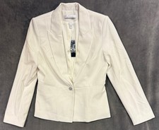 NEW WHITE HOUSE BLACK MARKET WHBM 195 ECRU JEWELED BUTTON BLAZER SZ 8
