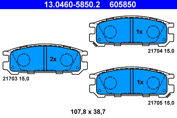 Rear ATE 13.0460-5850.2 Brake Pad Set, disc brake for SUBARU