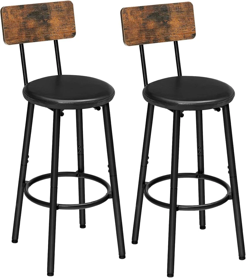 HOOBRO Bar Stools Set of 2 with PU Upholstered Bar Chairs 13"L x 13"W x 36.6"H - Image 3 of 4
