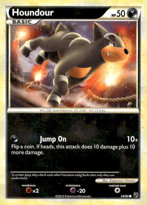 Houndour 54/90 Common HGSS Undaunted Pokemon Lightly Played