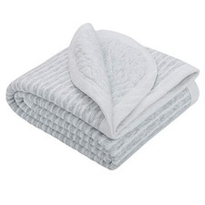 Jersey Cotton Quilted Toddler Blanket, 30x40 Inch Pack of 1 Grey Wave