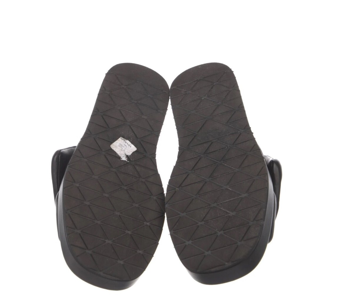 100% AUTHENTIC PRADA Soft Padded NAPPA BLACK Wedge Sandals Size 37