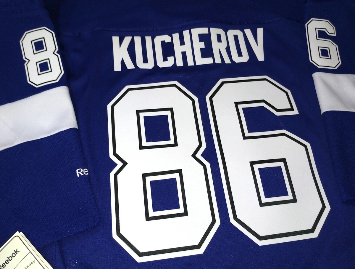 NIKITA KUCHEROV TAMPA BAY LIGHTNING 2014 REEBOK PREMIER BLACK BOLTS JERSEY