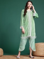 Women Floral Lace Designed Velvet Kurti With Trousers Set