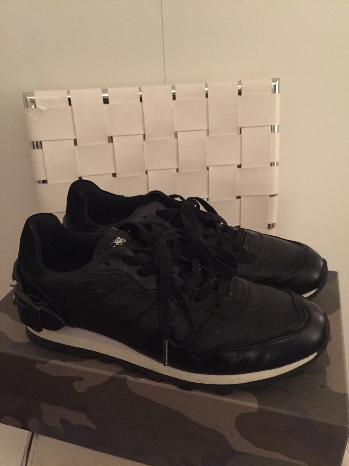 COACH Men G1690 LowCut Black Sneakers Leather Rivets… Gem