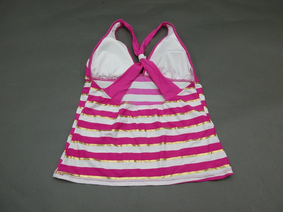 Bongo Talla M Mujer Rosa/Blanco Rayas Inalámbrico Acolchado Traje de Baño Tankini Top 3L Foto 3 de 4